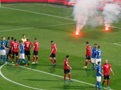 Italy-Albania suspended after fireworks thrown onto pitch
