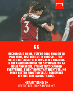 Arsenal star Tierney reveals the changing room chat with Bellerin which 