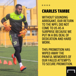 ‘It has wiped away painful memories’ – Cameroon prospect Tambe revels in 3SC’s NPFL promotion